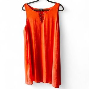 TACERA ORANGE SLEEVELESS PULLOVER LINED DRESS SIZE XL RESORT BEACHY COLORFUL